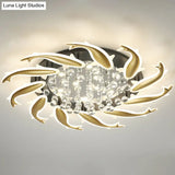 Contemporary Crystal Ceiling Light Fixture Spiral Flush Design For Bedrooms