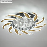 Contemporary Crystal Ceiling Light Fixture Spiral Flush Design For Bedrooms
