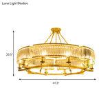 Contemporary Crystal Chandelier: Drum Shape 6/8/10 Lights Black/Gold Hanging Pendant Lamp