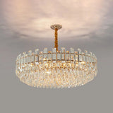 Contemporary Crystal Chandelier Pendant - Rose Gold Tier Suspended Lighting / 23.5 Clear