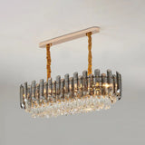 Contemporary Crystal Chandelier Pendant - Rose Gold Tier Suspended Lighting / 39.5 Smoke Grey