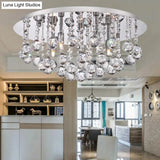 Contemporary Crystal Chrome Ceiling Light - Cascading Flush Mount 3/4/6 Lights 8’/14’/19.5’ Wide