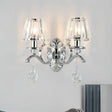 Contemporary Crystal Conical Wall Sconce - 2-Light Silver Lighting For Living Room