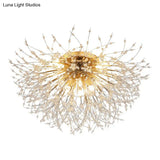 Contemporary Crystal Dandelion Ceiling Lamp For Chic Bedroom Lighting