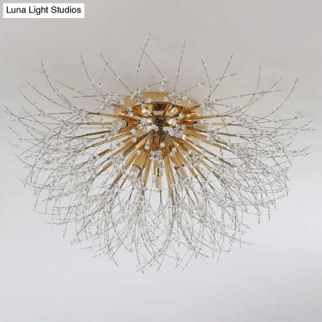 Contemporary Crystal Dandelion Ceiling Lamp For Chic Bedroom Lighting