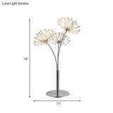Contemporary Crystal Dandelion Table Lamp - Silver 1-Light Bedside Nightstand Light
