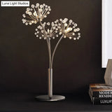 Contemporary Crystal Dandelion Table Lamp - Silver 1-Light Bedside Nightstand Light