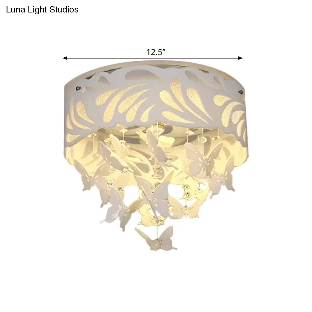 Contemporary Crystal Drop Led Flush Light - White 8/12 Heads 18’/23.5’/12.5’ Wide