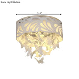 Contemporary Crystal Drop Led Flush Light - White 8/12 Heads 18’/23.5’/12.5’ Wide