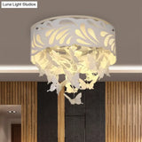 Contemporary Crystal Drop Led Flush Light - White 8/12 Heads 18’/23.5’/12.5’ Wide