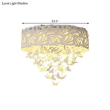 Contemporary Crystal Drop Led Flush Light - White 8/12 Heads 18’/23.5’/12.5’ Wide