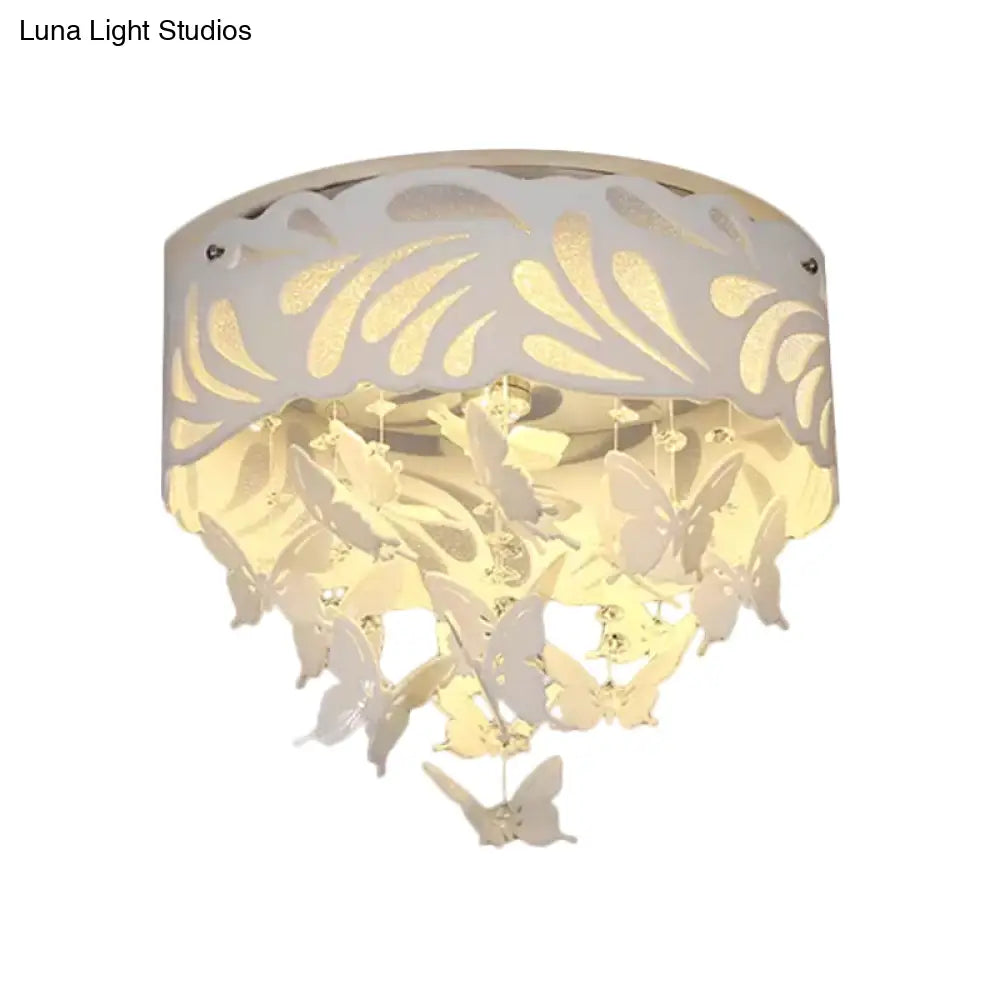 Contemporary Crystal Drop Led Flush Light - White 8/12 Heads 18’/23.5’/12.5’ Wide