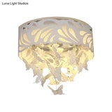 Contemporary Crystal Drop Led Flush Light - White 8/12 Heads 18’/23.5’/12.5’ Wide