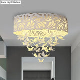 Contemporary Crystal Drop Led Flush Light - White 8/12 Heads 18’/23.5’/12.5’ Wide
