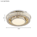 Contemporary Crystal Drum Ceiling Lamp With Led Lighting In Nickel Finish