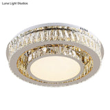 Contemporary Crystal Drum Ceiling Lamp With Led Lighting In Nickel Finish