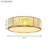 Contemporary Crystal Drum Flush Mount Ceiling Light Gold Finish 3/4/5 Lights Sizes
