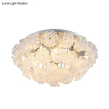 Contemporary Crystal Flower Ceiling Flushmount Light - 4 Lights Chrome Finish Perfect For Living