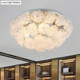 Contemporary Crystal Flower Ceiling Flushmount Light - 4 Lights Chrome Finish Perfect For Living