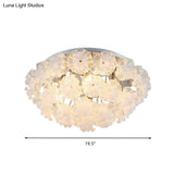 Contemporary Crystal Flower Ceiling Flushmount Light - 4 Lights Chrome Finish Perfect For Living