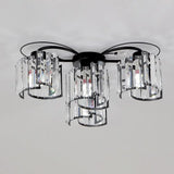 Contemporary Crystal Flush Ceiling Light Fixture In Black For Flower Bedroom 4 /