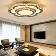 Contemporary Crystal Flush Mount Lamp: Floral Living Room Led Light Fixture In Warm/White -