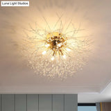Contemporary Crystal Flush Mount Lamp - Silver/Gold Warm Light 6/8 Lights Bedroom Ceiling Fixture