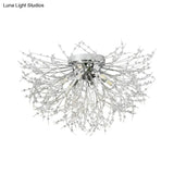 Contemporary Crystal Flush Mount Lamp - Silver/Gold Warm Light 6/8 Lights Bedroom Ceiling Fixture