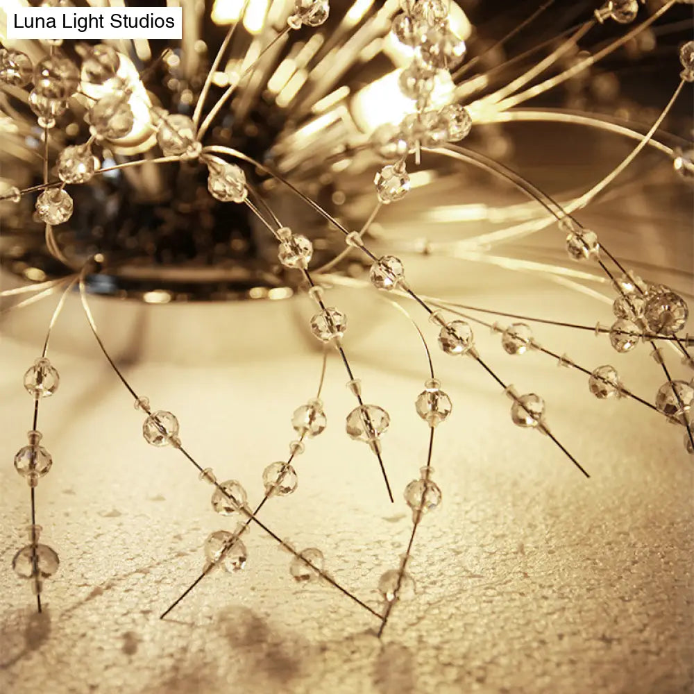 Contemporary Crystal Flush Mount Lamp - Silver/Gold Warm Light 6/8 Lights Bedroom Ceiling Fixture