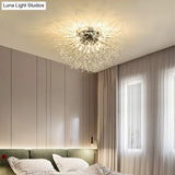 Contemporary Crystal Flush Mount Lamp - Silver/Gold Warm Light 6/8 Lights Bedroom Ceiling Fixture