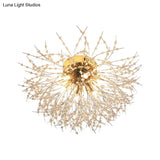 Contemporary Crystal Flush Mount Lamp - Silver/Gold Warm Light 6/8 Lights Bedroom Ceiling Fixture
