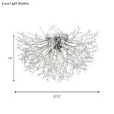 Contemporary Crystal Flush Mount Lamp - Silver/Gold Warm Light 6/8 Lights Bedroom Ceiling Fixture