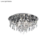 Contemporary Crystal Fringe Flush Mount Ceiling Light With 4 Chrome Heads