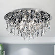 Contemporary Crystal Fringe Flush Mount Ceiling Light With 4 Chrome Heads