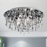 Contemporary Crystal Fringe Flush Mount Ceiling Light With 4 Chrome Heads
