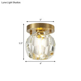 Contemporary Crystal Globe Flush Mount Ceiling Light For Corridor - 1 Brass Fixture