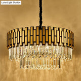 Contemporary Crystal Gold Chandelier - 8-Light Layered Hanging Light Fixture For Kitchen