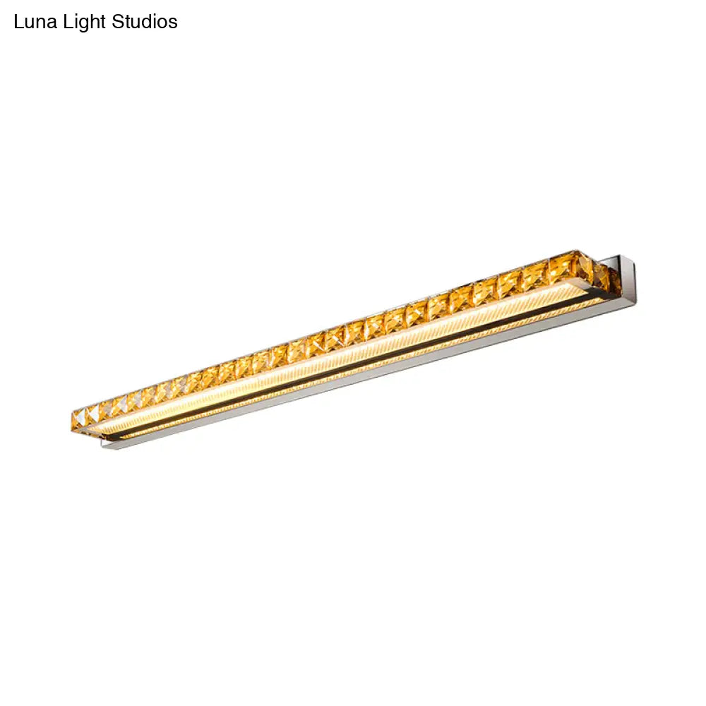 Contemporary Crystal Gold Wall Sconce - Linear Vanity Light With Warm/White For Bathroom Multiple