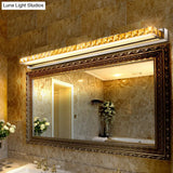 Contemporary Crystal Gold Wall Sconce - Linear Vanity Light With Warm/White For Bathroom Multiple