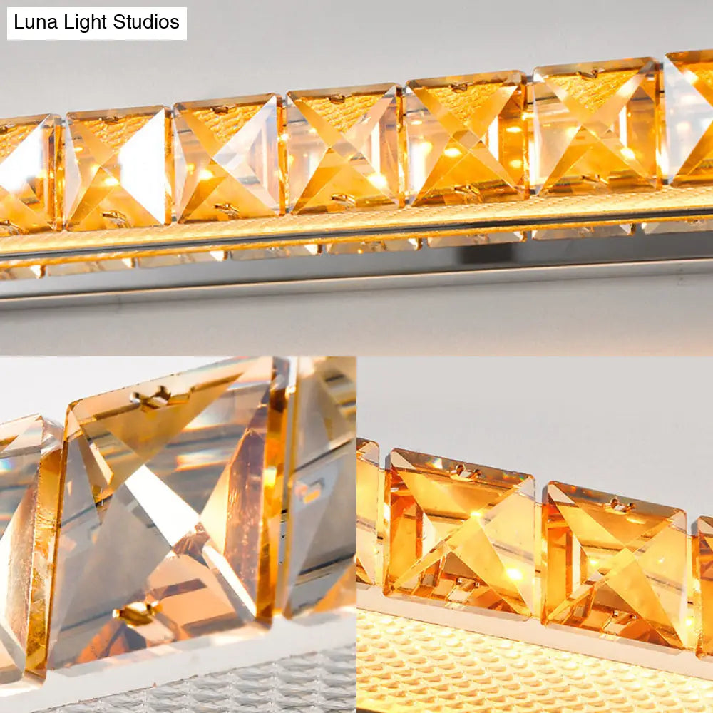 Contemporary Crystal Gold Wall Sconce - Linear Vanity Light With Warm/White For Bathroom Multiple