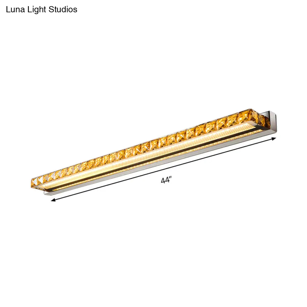 Contemporary Crystal Gold Wall Sconce - Linear Vanity Light With Warm/White For Bathroom Multiple