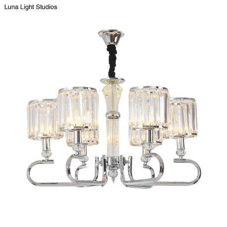 Contemporary Crystal Hanging Ceiling Light - Chrome Chandelier 3/6 Options