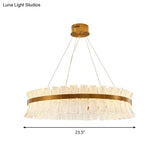 Contemporary Crystal Led Brass Ceiling Chandelier - Round Pendant Light For Living Room