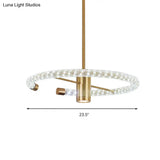 Contemporary Crystal Led Brass Circle Chandelier - 16/23.5 Wide