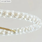 Contemporary Crystal Led Brass Circle Chandelier - 16/23.5 Wide