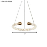 Contemporary Crystal Led Brass Suspension Pendant Light - Circular Hanging Chandelier 16/23.5/31.5