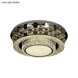 Contemporary Crystal Led Ceiling Light Fixture - Chrome Round/Square Flush - Mount