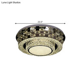 Contemporary Crystal Led Ceiling Light Fixture - Chrome Round/Square Flush - Mount