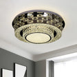 Contemporary Crystal Led Ceiling Light Fixture - Chrome Round/Square Flush - Mount / Round
