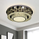 Contemporary Crystal Led Ceiling Light Fixture - Chrome Round/Square Flush - Mount / Round